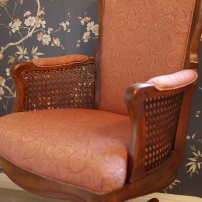Vintage Cane and Wooden Office Chair