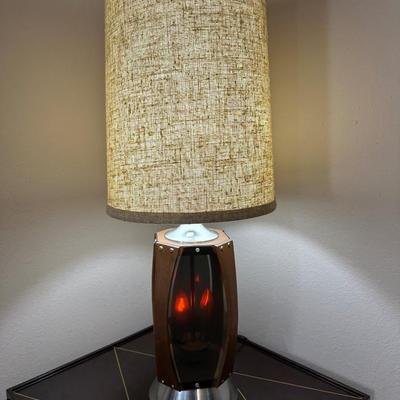 MCM Walnut & Smoked Lucite Table Lamp