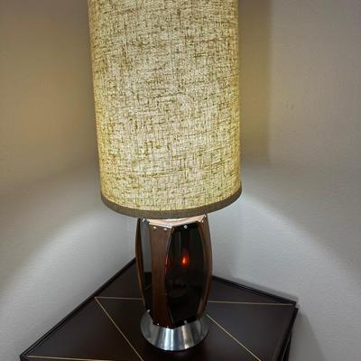 MCM Walnut & Smoked Lucite Table Lamp