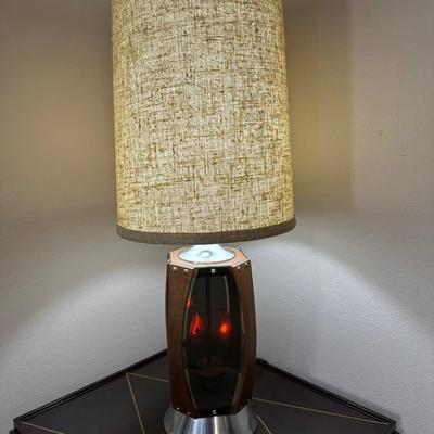 MCM Walnut & Smoked Lucite Table Lamp