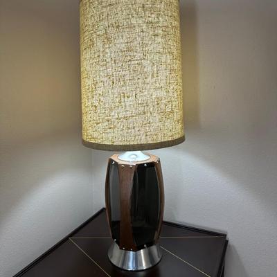 MCM Walnut & Smoked Lucite Table Lamp