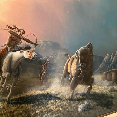 Eddie Two Bulls Original Painting - Lakota; Framed and Signed
