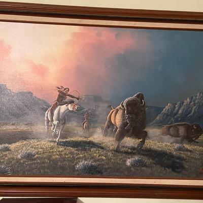 Eddie Two Bulls Original Painting - Lakota; Framed and Signed