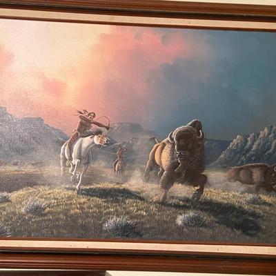 Eddie Two Bulls Original Painting - Lakota; Framed and Signed