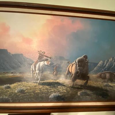 Eddie Two Bulls Original Painting - Lakota; Framed and Signed