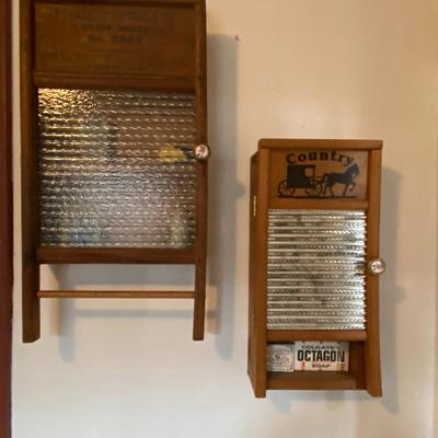 Repurposed Washboard Cabinets and Knick Knacks (pair)