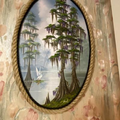 Rope Framed Oil on Canvas, Signed