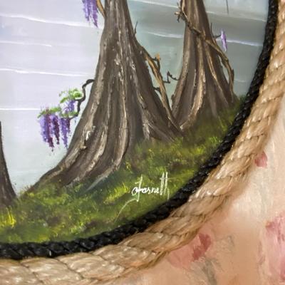 Rope Framed Oil on Canvas, Signed