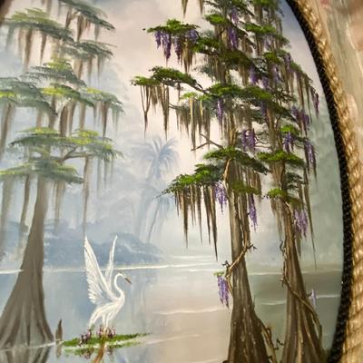 Rope Framed Oil on Canvas, Signed