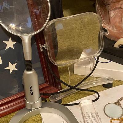 Office Supplies and Magnifying Glass Lot