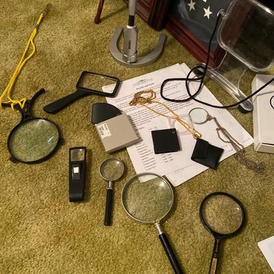 Office Supplies and Magnifying Glass Lot