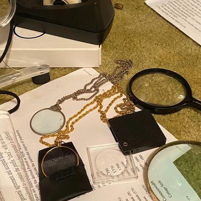 Office Supplies and Magnifying Glass Lot