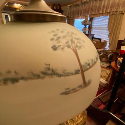 Metal Handle Lamp with Painted Shade