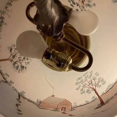 Metal Handle Lamp with Painted Shade