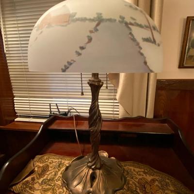 Metal Handle Lamp with Painted Shade