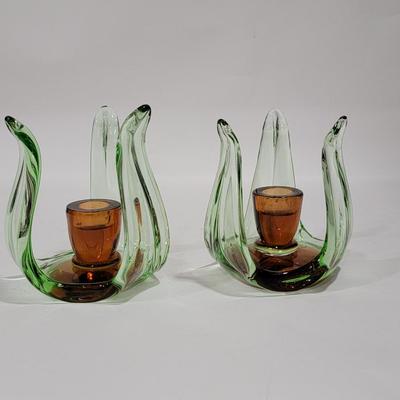 Glass Art Candlesticks Hand-made