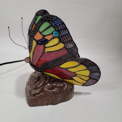 Butterfly stained glass lamp working