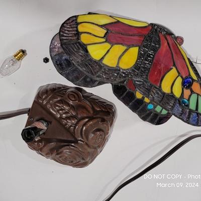 Butterfly stained glass lamp working