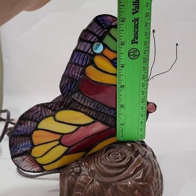 Butterfly stained glass lamp working