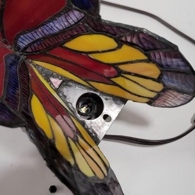 Butterfly stained glass lamp working