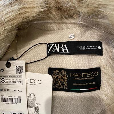 Zara/Manteco coat with removable faux fur collar - xs