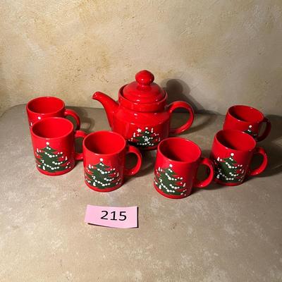 Waechtersbach Red Christmas Tree Teapot & mugs