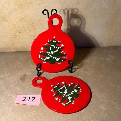 Waechtersbach Red Christmas Tree Set of 2 trivets