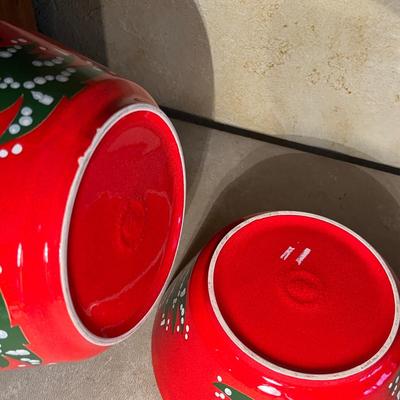 Waechtersbach Red Christmas Tree 2 serving bowls