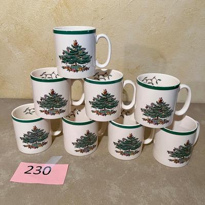 Spode Christmas Tree pattern 8 Mugs