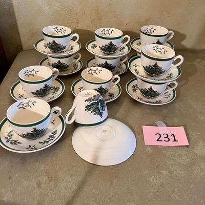 Spode Christmas Tree pattern 12 Cups & Saucers