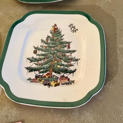 Spode Christmas Tree pattern 6 square plates