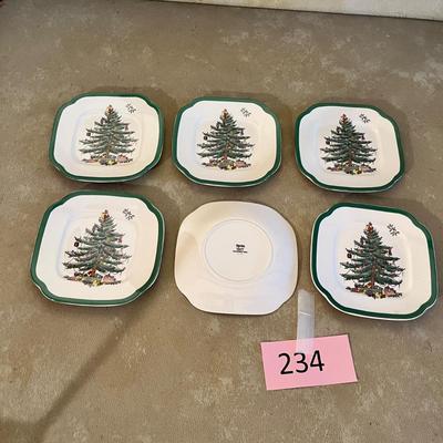 Spode Christmas Tree pattern 6 square plates