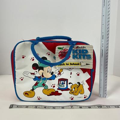 -135- COLLECTIBLE | Vintage Mickey Mouse & Pluto Aladdin Insulated Lunch Bag & Thermos