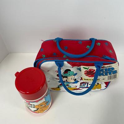 -135- COLLECTIBLE | Vintage Mickey Mouse & Pluto Aladdin Insulated Lunch Bag & Thermos