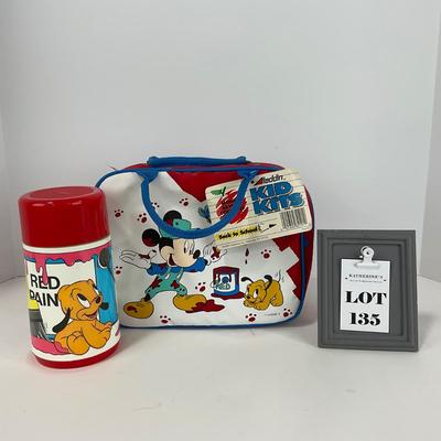 -135- COLLECTIBLE | Vintage Mickey Mouse & Pluto Aladdin Insulated Lunch Bag & Thermos