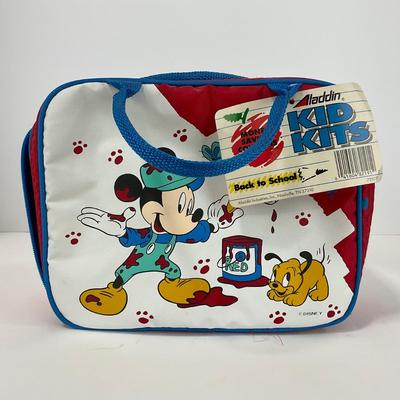 -135- COLLECTIBLE | Vintage Mickey Mouse & Pluto Aladdin Insulated Lunch Bag & Thermos