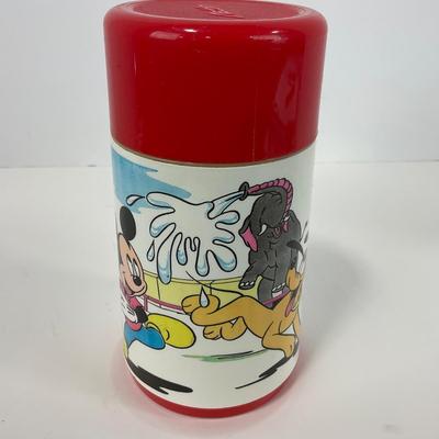 -136- COLLECTIBLE | Vintage Aladdin Mickey Mouse City Zoo Plastic Lunch Box & Thermos