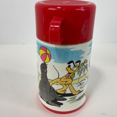 -136- COLLECTIBLE | Vintage Aladdin Mickey Mouse City Zoo Plastic Lunch Box & Thermos