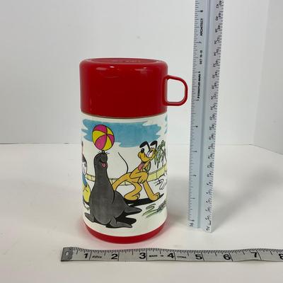 -136- COLLECTIBLE | Vintage Aladdin Mickey Mouse City Zoo Plastic Lunch Box & Thermos