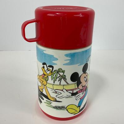 -136- COLLECTIBLE | Vintage Aladdin Mickey Mouse City Zoo Plastic Lunch Box & Thermos
