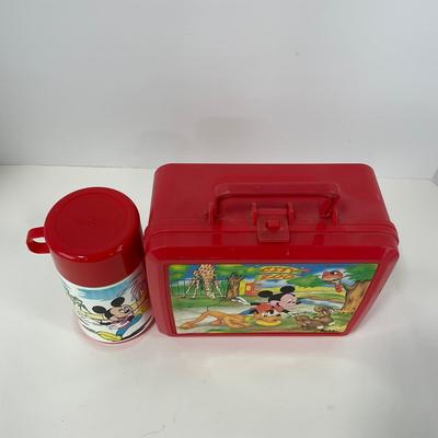 -136- COLLECTIBLE | Vintage Aladdin Mickey Mouse City Zoo Plastic Lunch Box & Thermos