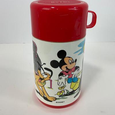 -136- COLLECTIBLE | Vintage Aladdin Mickey Mouse City Zoo Plastic Lunch Box & Thermos