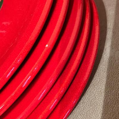 Waechtersbach Red Christmas Tree 7 dinner plates