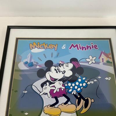 -175- WALL ART | Mickey & Minnie Mouse Print With First Day Cover