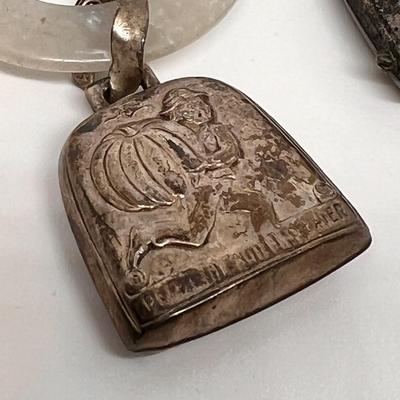 Vintage Sterling Silver Baby Rattles, Pin & Crucifix