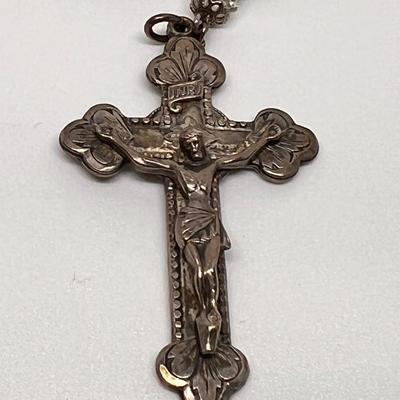 Vintage Sterling Silver Baby Rattles, Pin & Crucifix