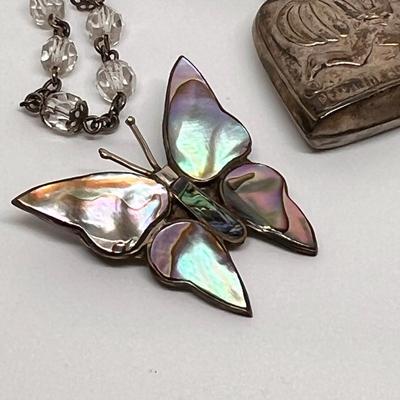 Vintage Sterling Silver Baby Rattles, Pin & Crucifix