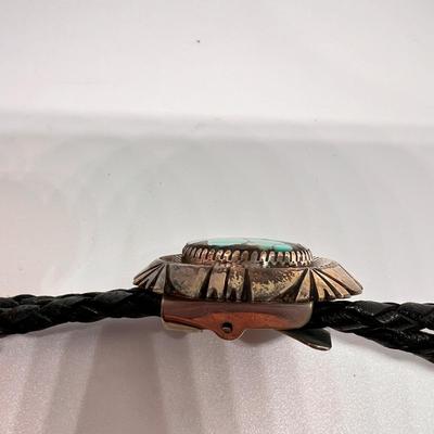 Eddy Chaco Navajo Turquoise, Silver & Braided Leather Bolero