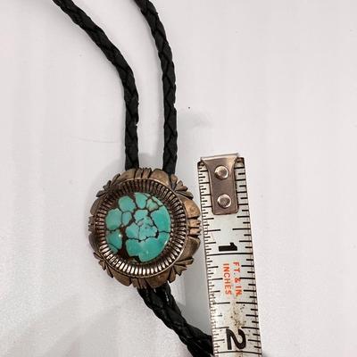 Eddy Chaco Navajo Turquoise, Silver & Braided Leather Bolero