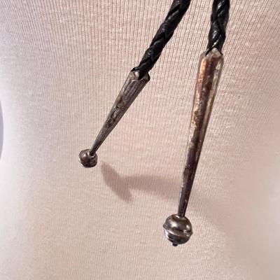 Eddy Chaco Navajo Turquoise, Silver & Braided Leather Bolero